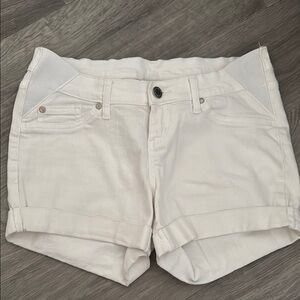 Women's White Maternity Denim Shorts